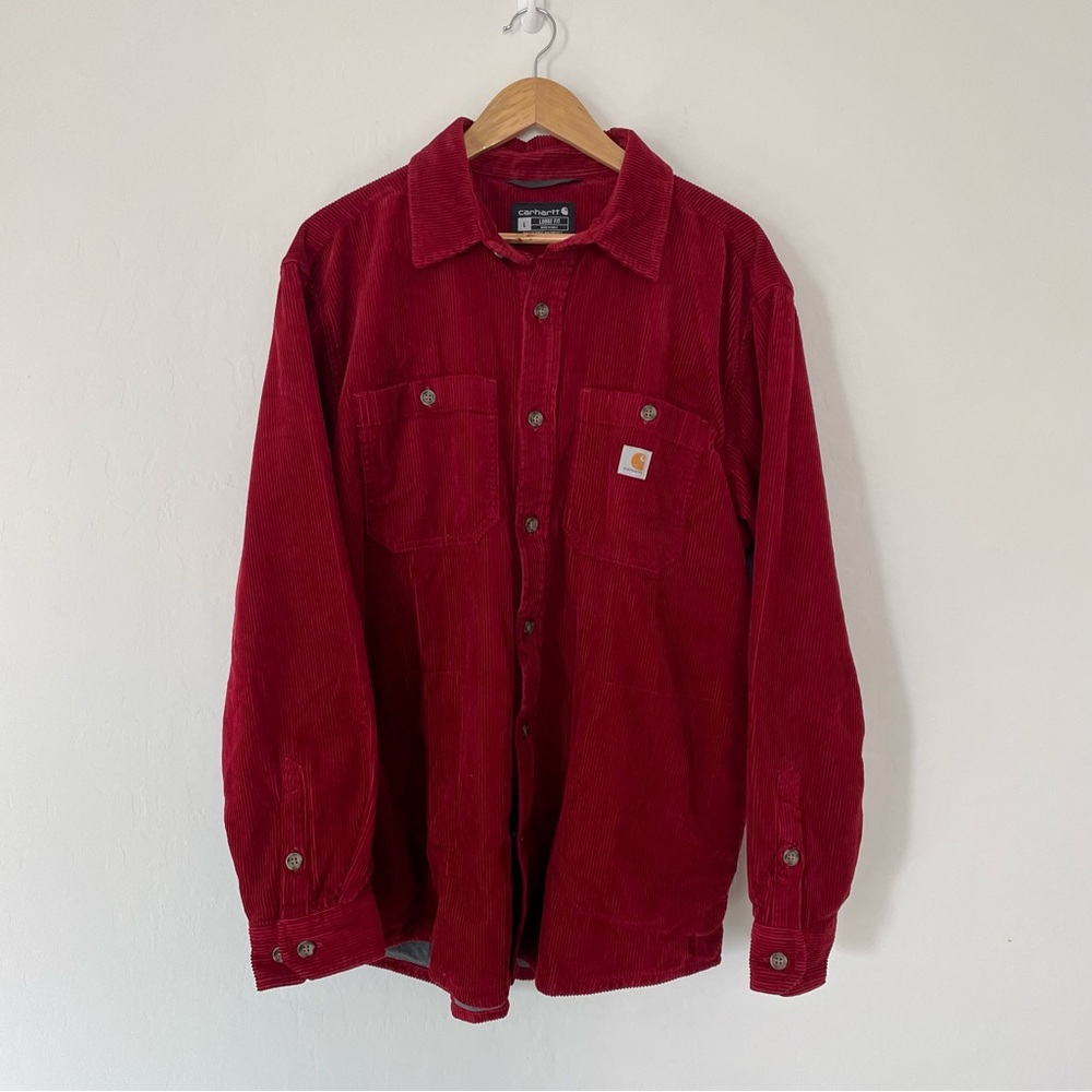 Carhartt Loose Fit Heavyweight Corduroy Long Sleeve Shirt Mens Size Large